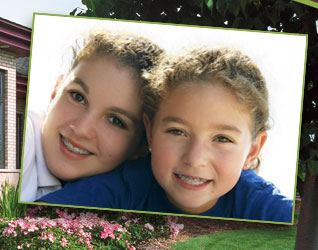 stock photo of two girls with braces