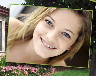 stock photo of a teen girl with braces