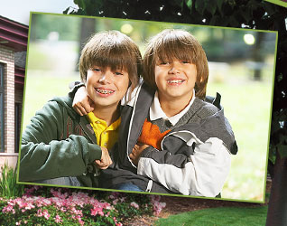 stock photo of 2 boys with braces